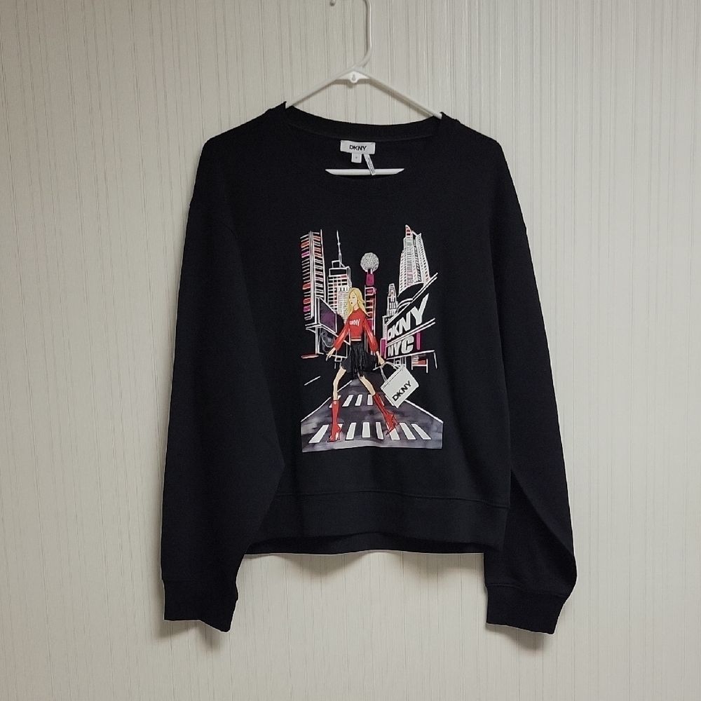 DKNY Black Graphic Women's Sweatshirt Sz Med. New indie